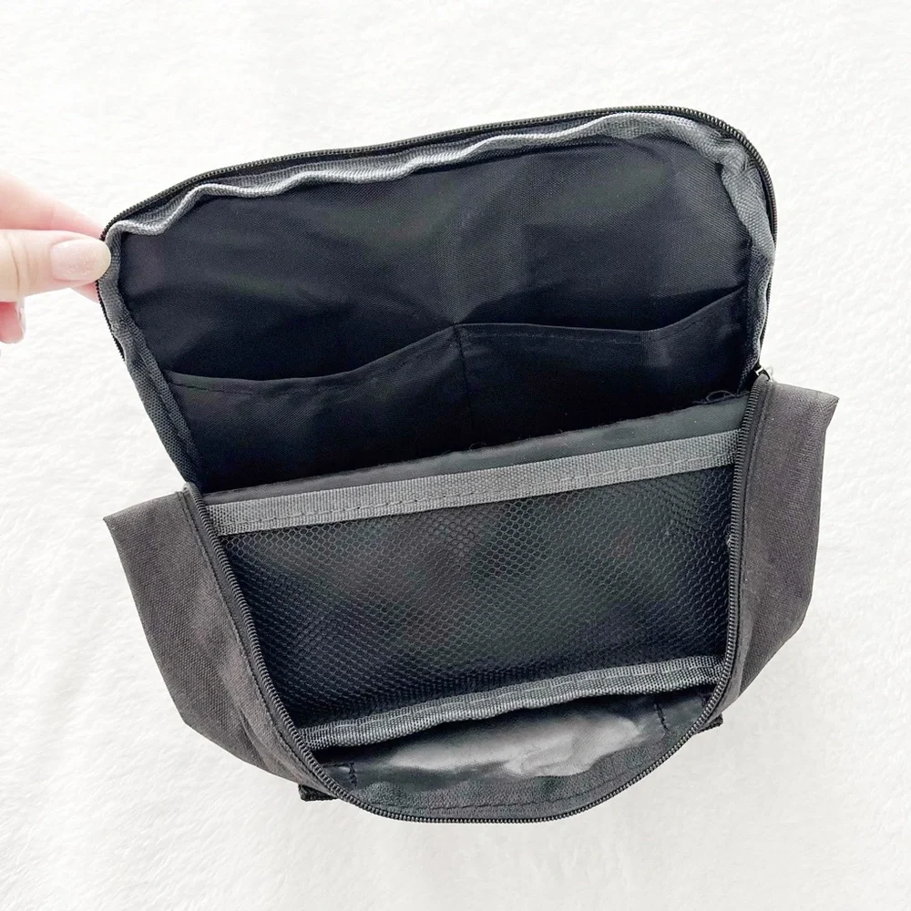 Japanese Black Hard Case Waterproof Small Makeup Tech Stationery Organizer Bag